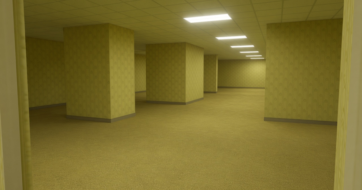 Lost Corridors — fluorescent yellow Backrooms office corridors